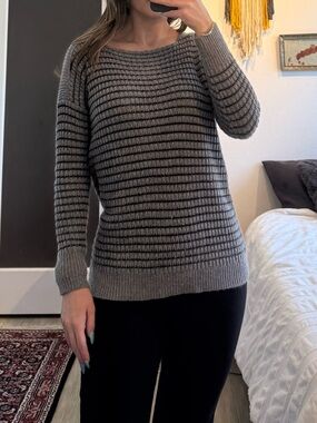 Gray striped knit sweater